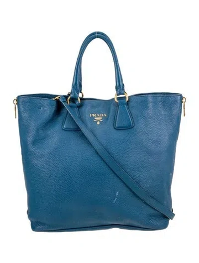Pre-owned Prada Leather Tote In Blue