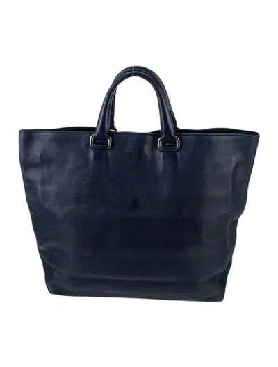 Pre-owned Prada Leather Tote In Blue