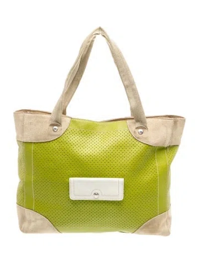 Pre-owned Prada Leather Tote In Green