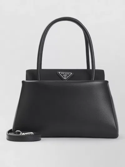 Prada Leather Tote Handbag Shoulder Strap In Black