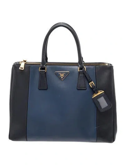 Pre-owned Prada Leather Tote Medium In Blue