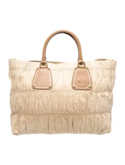 Pre-owned Prada Leather Tote In Neutral
