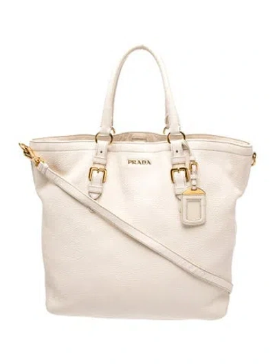 Pre-owned Prada Leather Tote In Neutral