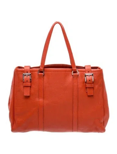 Pre-owned Prada Leather Tote In Orange