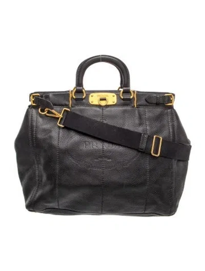 Pre-owned Prada Leather Tote Vintage In Black