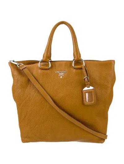 Pre-owned Prada Leather Tote In Yellow