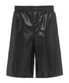 Prada Triangle-logo Leather Shorts In Black