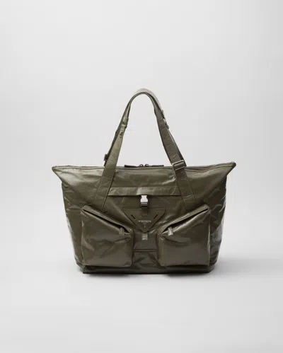 Prada Leather Travel Bag In Loden Green