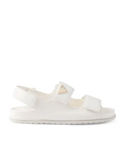 Prada Leather Triangle Sandals In Ivory