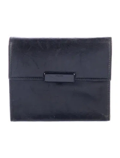 Pre-owned Prada Leather Trifold Wallet In Black