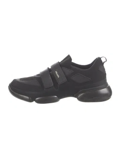 Pre-owned Prada Leather Trim Embellishment Chunky Sneakers In Black