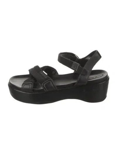 Pre-owned Prada Leather Trim Embellishment Slingback Sandals In Black