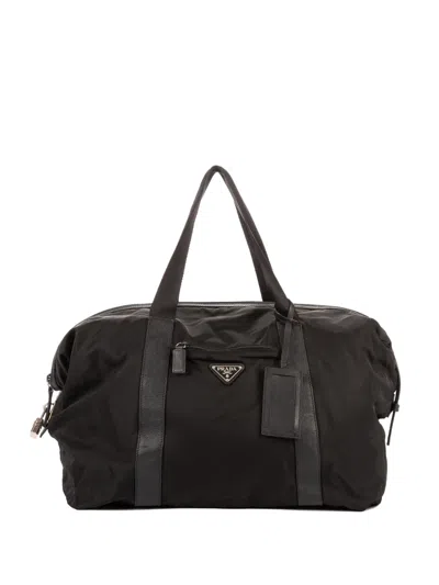 Pre-owned Prada Leather-trim Holdall In Black