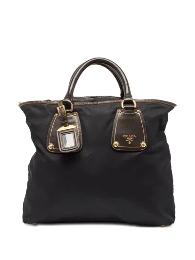 Pre-owned Prada Leather-trim Tote Bag