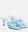Prada Leather-trimmed Pvc Mules In Celeste