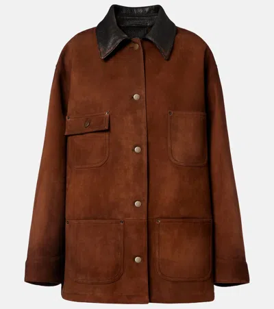 Prada Leather-trimmed Suede Field Jacket In Brown