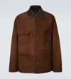Prada Suede Caban Jacket Vintage Effect Collar In Brown