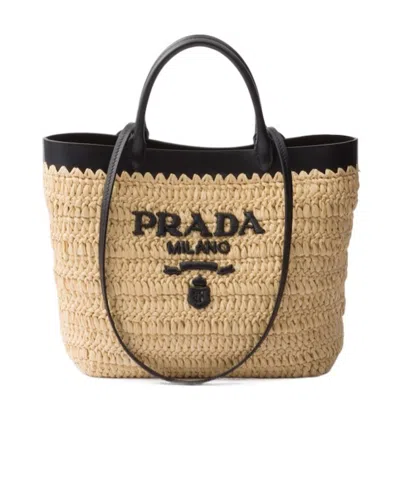 PRADA PRADA OPEN-TOP WOVEN TOTE BAG