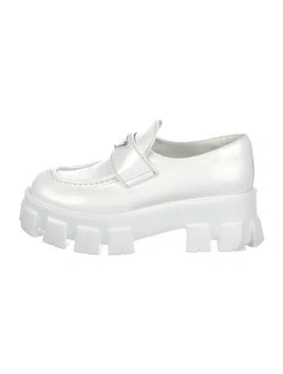 Pre-owned Prada Leather T-strap Pumps In White