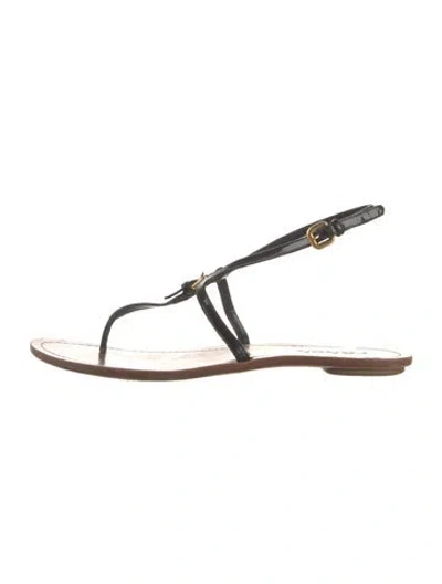 Pre-owned Prada Leather T-strap Sandals In Brown
