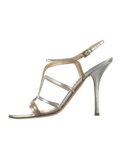 Pre-owned Prada Leather T-strap Sandals In Multi