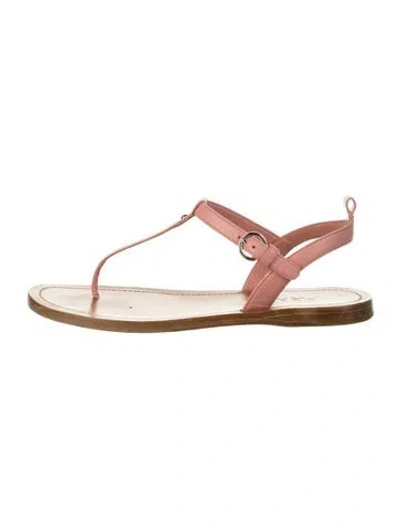 Pre-owned Prada Leather T-strap Sandals In Pink