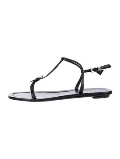 Pre-owned Prada Leather T-strap Sandals In White