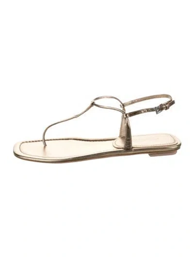 Pre-owned Prada Leather T-strap Sandals In White