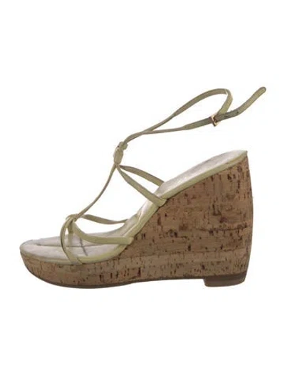 Pre-owned Prada Leather T-strap Sandals In Yellow
