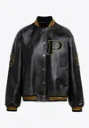 Prada Leather Vintage Bomber Jacket In Black
