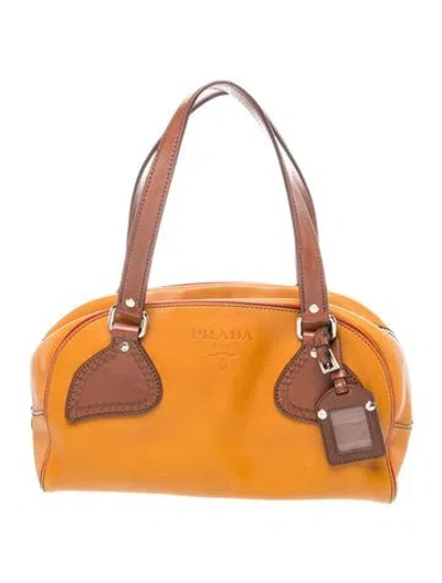 Pre-owned Prada Leather Vitello Sport Bowler In Brown