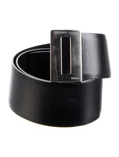 Pre-owned Prada Leather Waist Belt In Black