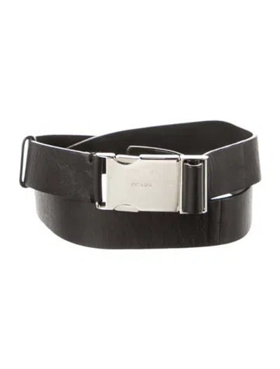 Pre-owned Prada Leather Waist Belt In Black