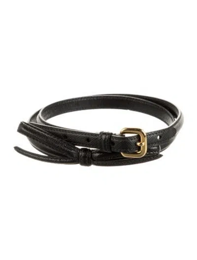 Pre-owned Prada Leather Waist Belt In Black