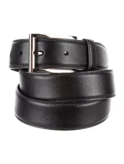 Pre-owned Prada Leather Waist Belt In Black