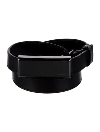 Pre-owned Prada Leather Waist Belt In Black