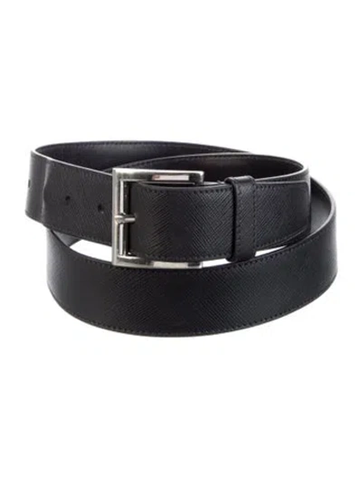 Pre-owned Prada Leather Waist Belt In Black