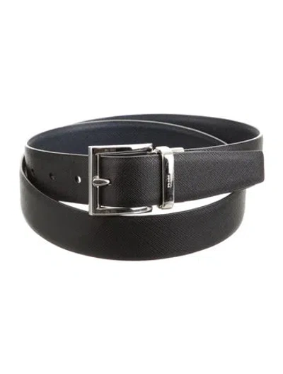 Pre-owned Prada Leather Waist Belt In Black