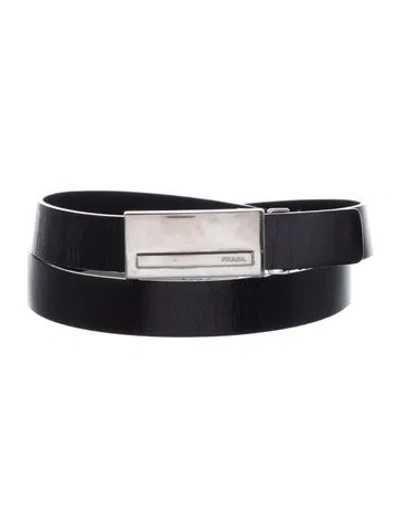 Pre-owned Prada Leather Waist Belt In Black