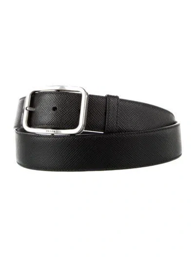 Pre-owned Prada Leather Waist Belt In Black