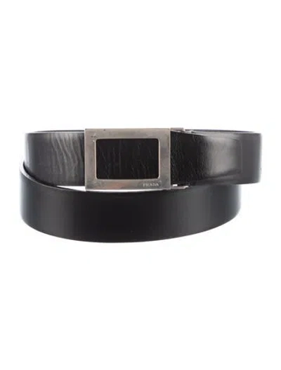 Pre-owned Prada Leather Waist Belt In Black