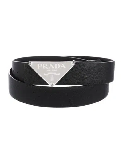 Pre-owned Prada Leather Waist Belt In Black