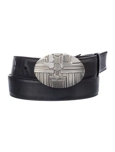 Pre-owned Prada Leather Waist Belt In Black