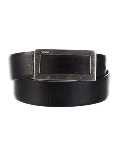 Pre-owned Prada Leather Waist Belt In Black