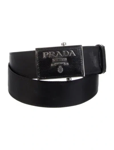 Pre-owned Prada Leather Waist Belt In Black
