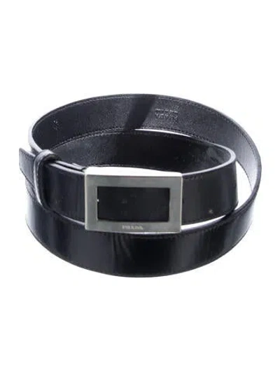 Pre-owned Prada Leather Waist Belt In Black