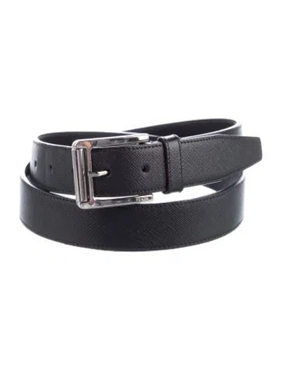 Pre-owned Prada Leather Waist Belt In Black