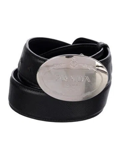 Pre-owned Prada Leather Waist Belt In Black