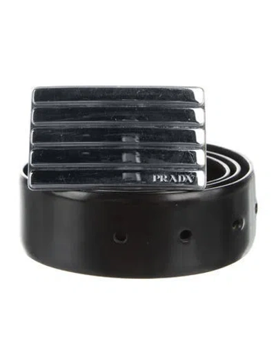 Pre-owned Prada Leather Waist Belt In Black