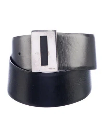 Pre-owned Prada Leather Waist Belt In Black